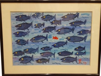 null PITO (1924-2000)

Le ban de poissons

Aquarelle, signée en bas à droite. 

42...
