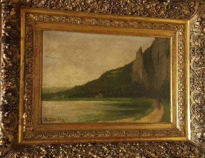 null DUYVER B., début XXe siècle, 

Promeneur près des falaises, 

huile sur toile...