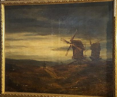 null ECOLE XIXème siècle 

Paysage au moulin

Huile sur toile non signée 

craquelures,...