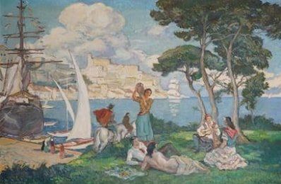 null LANGLADE Pierre, 1907-1972, 

Déjeuner sur l'herbe devant le port de la Rochelle

...