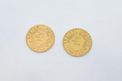 null [ Pièce en or ]

Deux pièces de 20 francs " Napoléon tête nue " (1855 BB ; 1858...