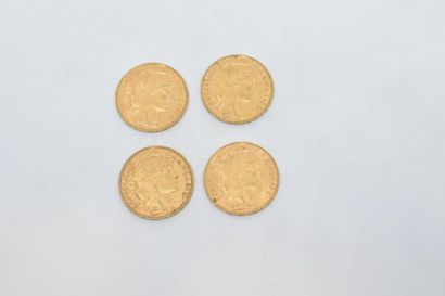 null 4 pièces en or de 20 francs au Coq (Dieu protège la France) (1905 A x 2 ; 1906...