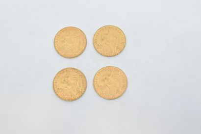 null 4 pièces en or de 20 francs au Coq (Dieu protège la France) (1905 A x 2 ; 1906...