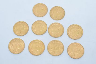 null 10 pièces en or de 20 francs au Coq (Liberté, égalité, fraternité) (1907)

TTB...