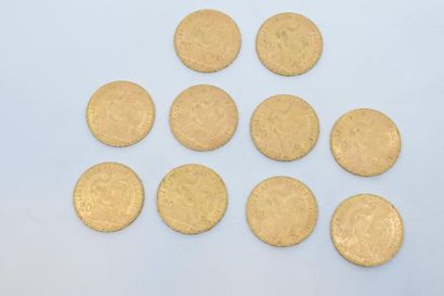 null 10 pièces en or de 20 francs au Coq (Liberté, égalité, fraternité) (1907)

TTB...