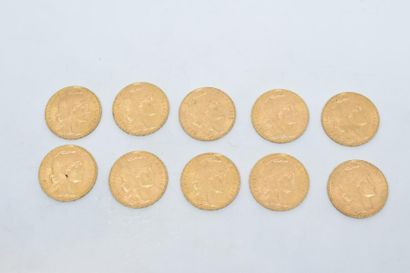 null 10 pièces en or de 20 francs au Coq (Liberté, égalité, fraternité) (1907 x 2...