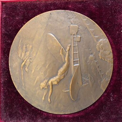 null [AVIATION]

Médaille en bronze signée F.MONTAGNY 

avers : un Blériot XI survolant...