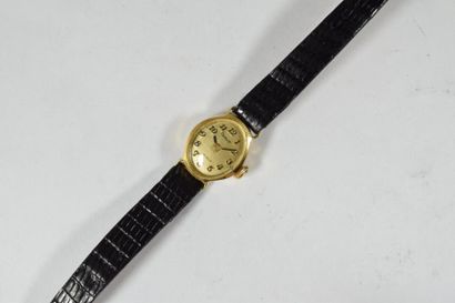 null Montre bracelet de dame, boîtier en or jaune 18k (750) ovale, cadran à chiffres...