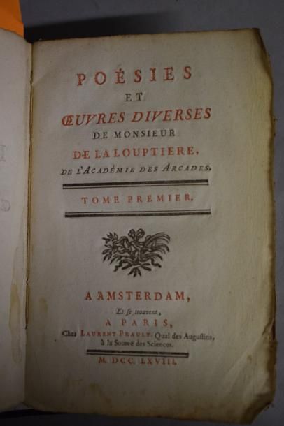 null DE LA LOUPETIERE, Poesie et oeuvres diverses, tome 1. 

Ed. L Prault, 1768
...