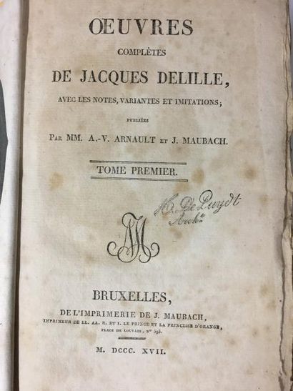 null DELILLE Jacques (abbé) , OEuvres complètes, Tome 1, 2 et 5.

Bruxelles, Maubach,...