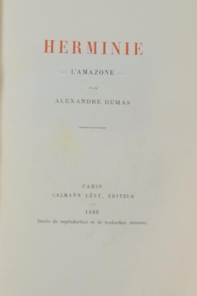 null DUMAS Alexandre

Herminie. L'Amazone. 

Paris, Calmann Lévy, 1888 ; in-8, Bradel,...