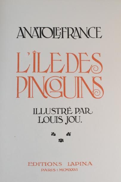 null FRANCE Anatole - L'île des pingouins. 

Illustré par Louis Jou de vingt pointes-sèches...