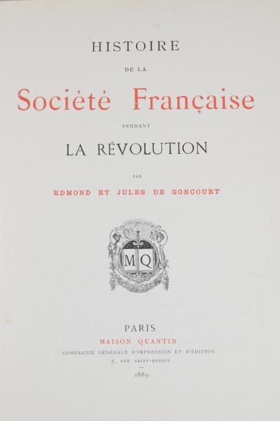 null GONCOURT Edmond & Jules - Histoire de la société Française pendant la Révolution....