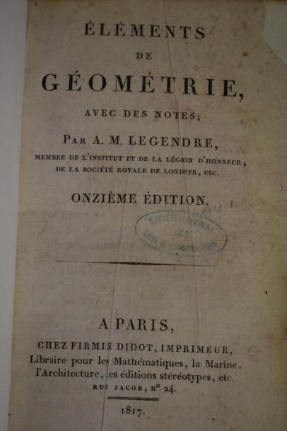 null LEGENDRE A. M., Element de géométrie. Onzième édition.

Paris, chez Firmin Didot,...