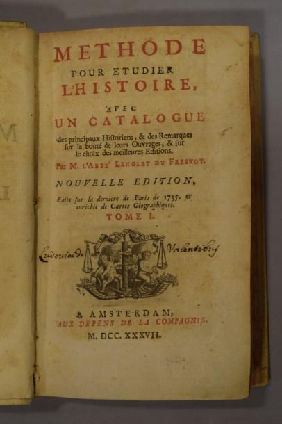 null LENGLET DU FRESNOY Nicolas, Méthode pour étudier l'Histoire, avec un catalogue...