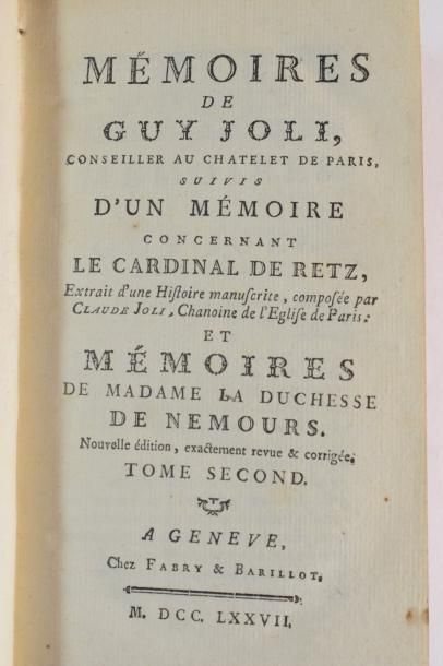 null RETZ, Mémoires du Cardinal de Retz contenant ce qui s'est passé de remarquable...