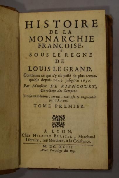 null RIENCOURT Simon (de), Histoire de la monarchie française sous le règne de Louis...