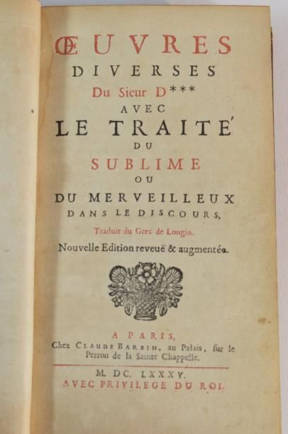 null BOILEAU-DESPREAUX Nicolas

Oeuvres diverses du Sieur D*** avec le Traité du...