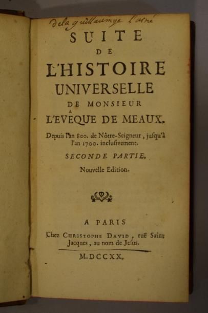 null BOSSUET Jacques-Bénigne (évêque de Meaux), Discours sur l'histoire universelle,...