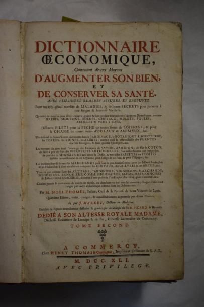 null [CHOMEL Noël]. 

Dictionnaire économique, contenant divers moyens d'augmenter...