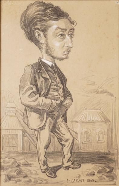 null CARJAT ÉTIENNE, 1828-1906, 

Portrait charge d'homme devant une mine, 1863

Crayon...