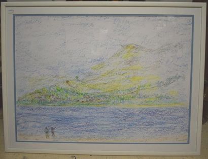null POSNAKOFF Yanni, né en 1933, 

Bord de mer, 

crayon gras, signé en bas à droite,...