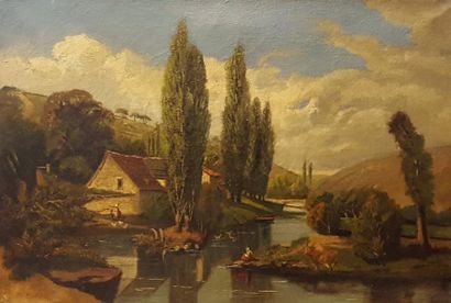 null BONET M (XIXeme siècle)

Paysage à la rivière 1821

Huile sur toile signée et...