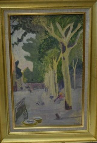 null BOUVET Henri, 1859-1945, 

Rue animée aux arbres

huile sur carton toilé (traces...
