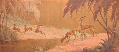 null CARTIER Jacques, 1907-2001, 

Antilopes au cours d'eau

Huile sur isorel et...