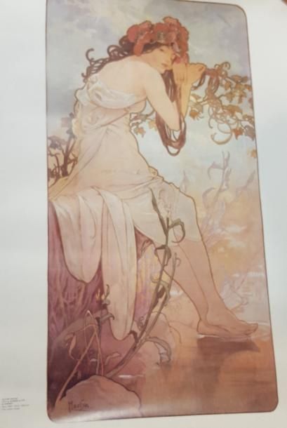 null Lot de 9 reproductions offset d'après des oeuvres d'Alfons Mucha

griffures...