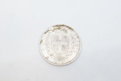 null [ Pièce en argent ] [ Italie ]

5 Lire 1875. 

Poids : 24.76 g. 