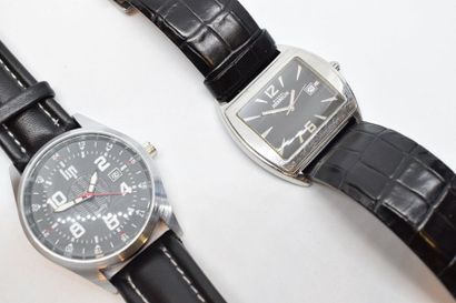 null Ensemble de deux montres bracelet d'homme :

LIP cadran rond, index chiffres...
