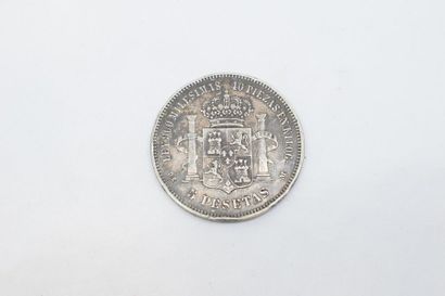 null Pièce en argent de 5 pesetas " Alfonso XII ". 1876 M. Espagne. 

Usure. 

Poids...