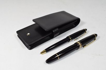 null Deux stylos, l'un plume MONTBLANC MEISTERSTUCK avec plume en or jaune et gris...