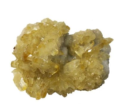 null Deux minéraux italiens : baryte jaune, limpide et brillante sur quartz (10 cm)...