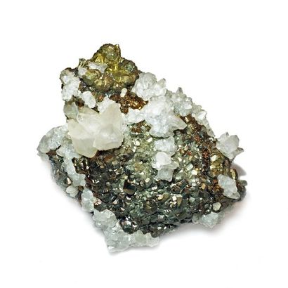 null Flat de 10 intéressants minéraux : blende / chalcopyrite (11 cm) ; galène /...