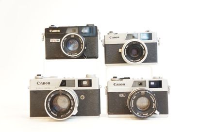 null Ensemble de quatre appareils Canon : boitier Canonet QL17 (G-III QL) avec objectif...