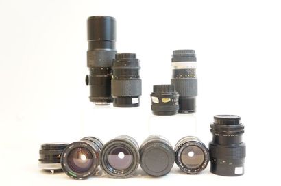 null Ensemble de dix objectifs divers : objectif Protel 2.8/135 mm, objectif Canon...