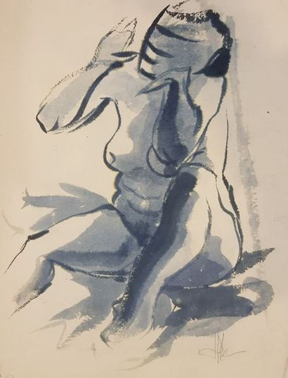 null COPPE Roger (1928) 

Ensemble de 5 oeuvres sur papier : 

Nu féminin assis,...