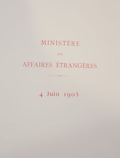 null Menu du ministère des affaires étrangères le 4 juin 1905, 

Stern graveur

25.5...