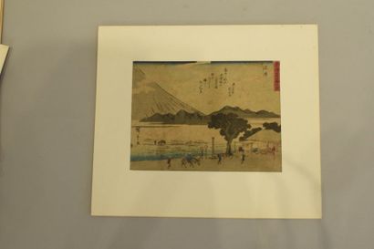 null Hiroshige,

Lot de huit estampes japonaises.

la route du Tokaido et vues du...