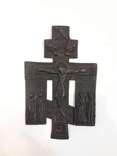 null Laque en bronze, scène de cruxifixion Russie ou Grèce. XVIII-XIX



