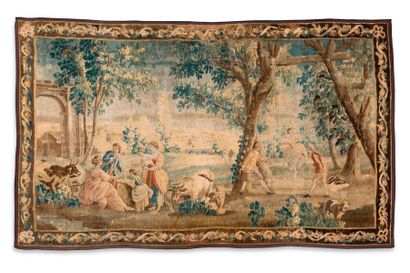 null Importante tapisserie d'Aubusson ( France ) du milieu du 18 eme siècle , d'époque...