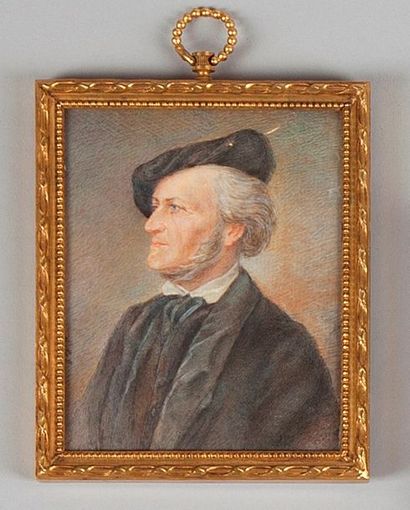 null ECOLE FRANCAISE vers 1900 

Portrait en buste de Richard Wagner (1813 - 1883)

Miniature...