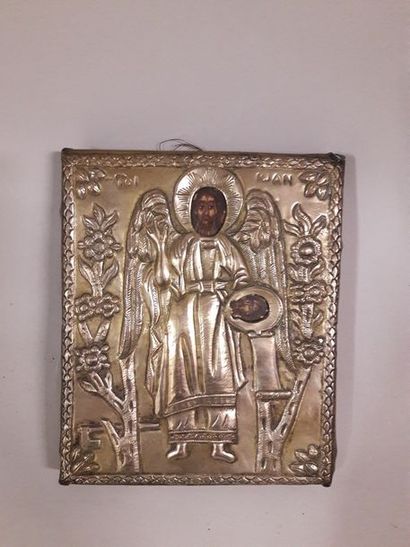 null Saint Jean-Baptiste ailé messager de Dieu 

Recouvert d'une oklad en métal 

Grèce,...