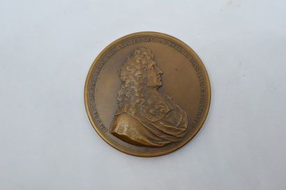 null Médaille en bronze à l'effigie de Colbert en buste, profil droit d'ap. Joseph...