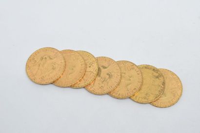 null Ensemble de sept pièces en or de type Coq 1907.

Poids : 45,10 g.