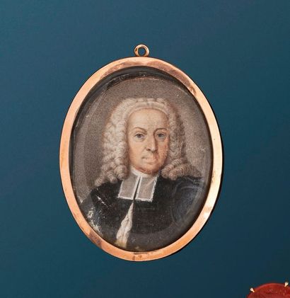null Pendentif en alliage d'or 14K (585) orné d'une miniature portrait d'un ecclésiastique...