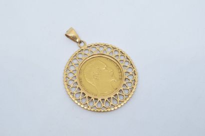 null Pendentif en or jaune 18k (750) orné d'une pièce en or de 20 francs Napoléon...