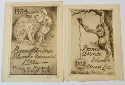 null LÉON Édouard Henri (1873-1968)

Ensemble de deux cartes de voeux animalières...